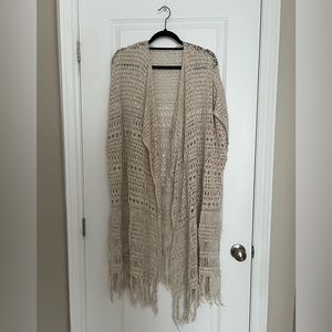 Long woven shawl, beige